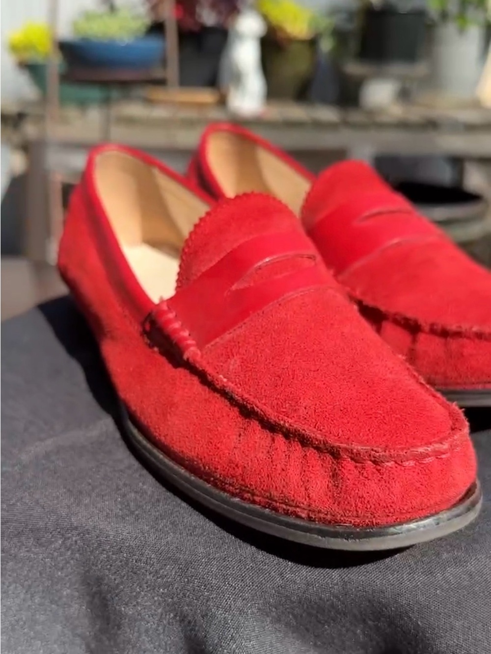 Cole Haan Pinch Women’s 11B Tango Red Suede & Leather Penny Loafers W01398